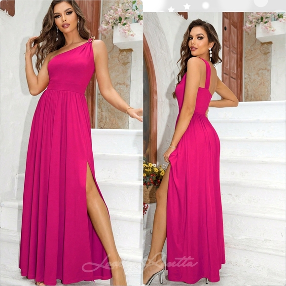 Glamorous Blue One-Shoulder Split Maxi Dress - Picture 8 of 11